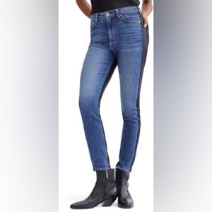 7 For All Mankind Two-Tone High Waist Skinny Jean